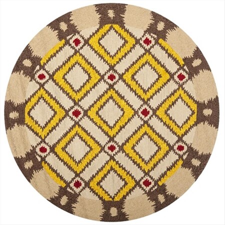 Safavieh 4 x 4 ft. Round- Indoor - Outdoor Four Seasons Beige And Yellow Hand Hooked Rug FRS455E-4R